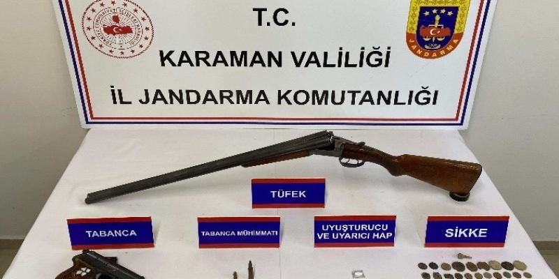 Karaman’da tarihi eser ve ruhsatsız silah ele geçirildi: 7 tutuklama