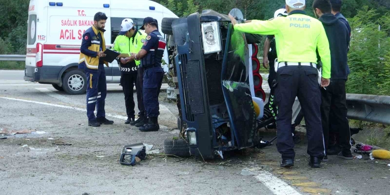 Giresun’da otomobil takla attı: 2 yaralı