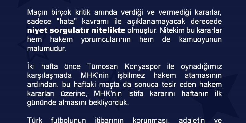Başakşehir’den Galatasaray maçının hakemlerine sert tepki!