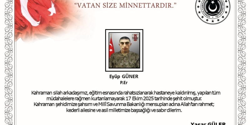 MSB: "Kahraman silah arkadaşımız, eğitim esnasında rahatsızlanarak hastaneye kaldırılmış, yapılan tüm müdahalelere şehit olmuştur"