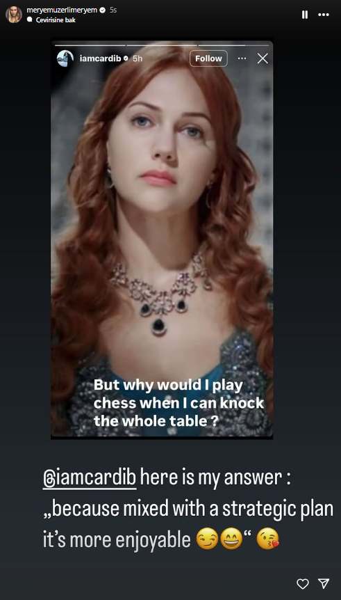 meryem uzerli nin cardi b takintisi geri dondu