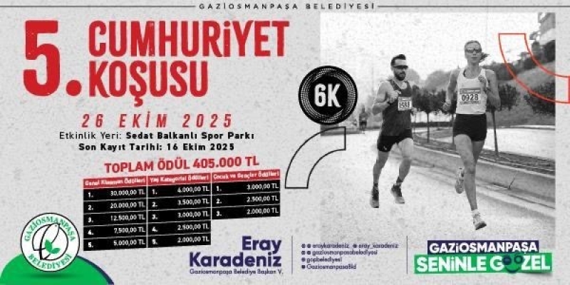Gaziosmanpaşa Belediyesi Cumhuriyet Koşusu büyük heyecana sahne olacak