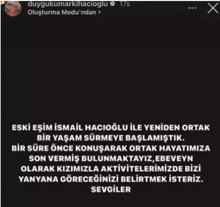 ismail hacioglu duygu kumarki ile yeniden ayrildi