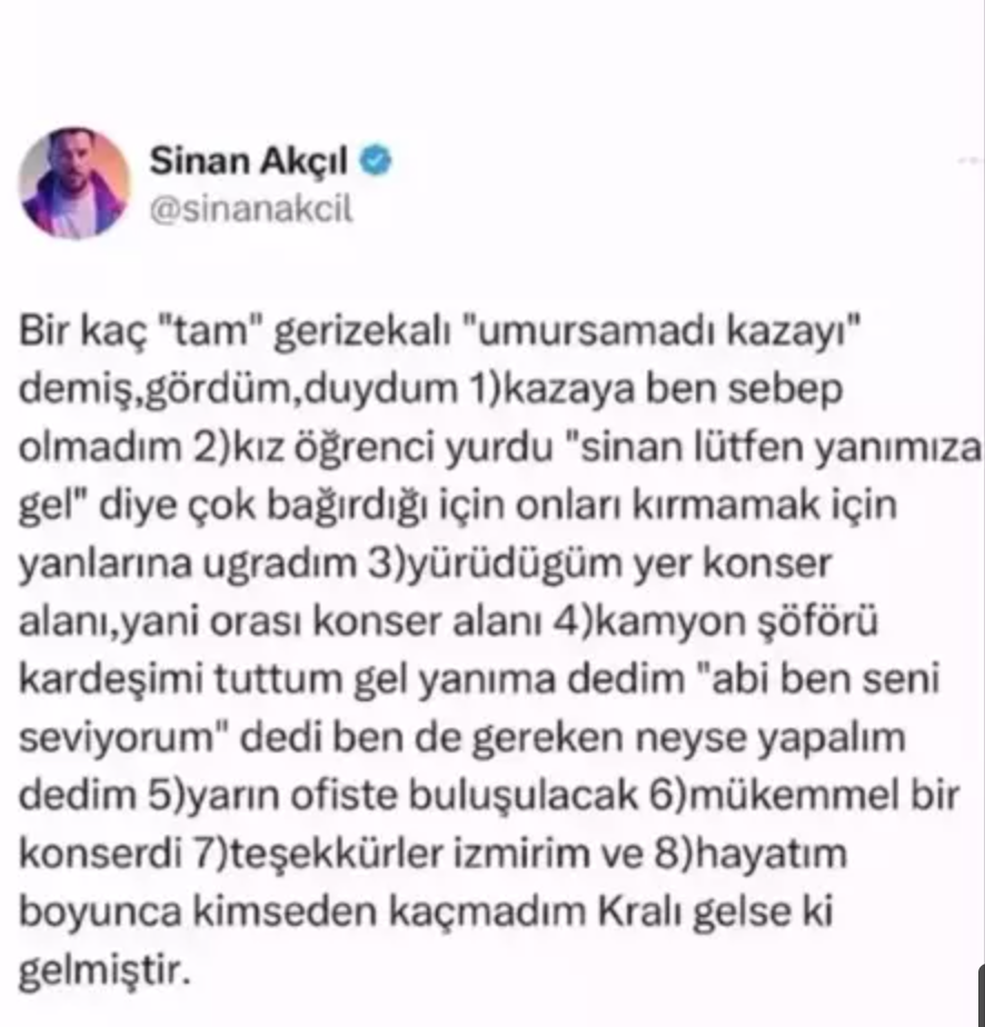 sinan akcil kazaya neden oldu iddialarina ates puskurdu