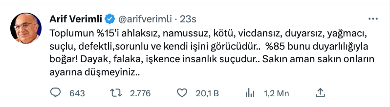 arif verimli den yagmacilarla ilgili carpici aciklama